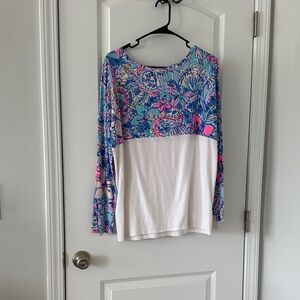 Lilly Pulitzer Blue and Pink Patterned Blouse
